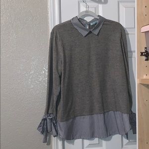 She + Sky Gray Collared Sweater